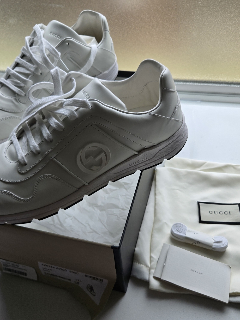 Gucci White Rhyton Leather Sneakers